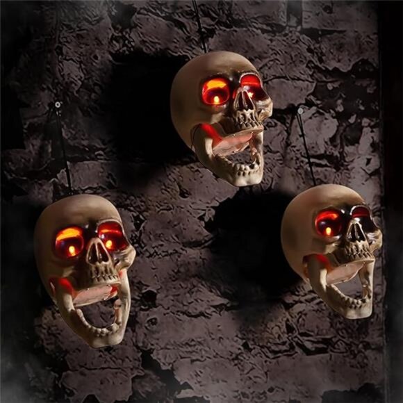 Halloween floating hanging skull heads - Animated Skeleton Decorations - Picture 7 of 7